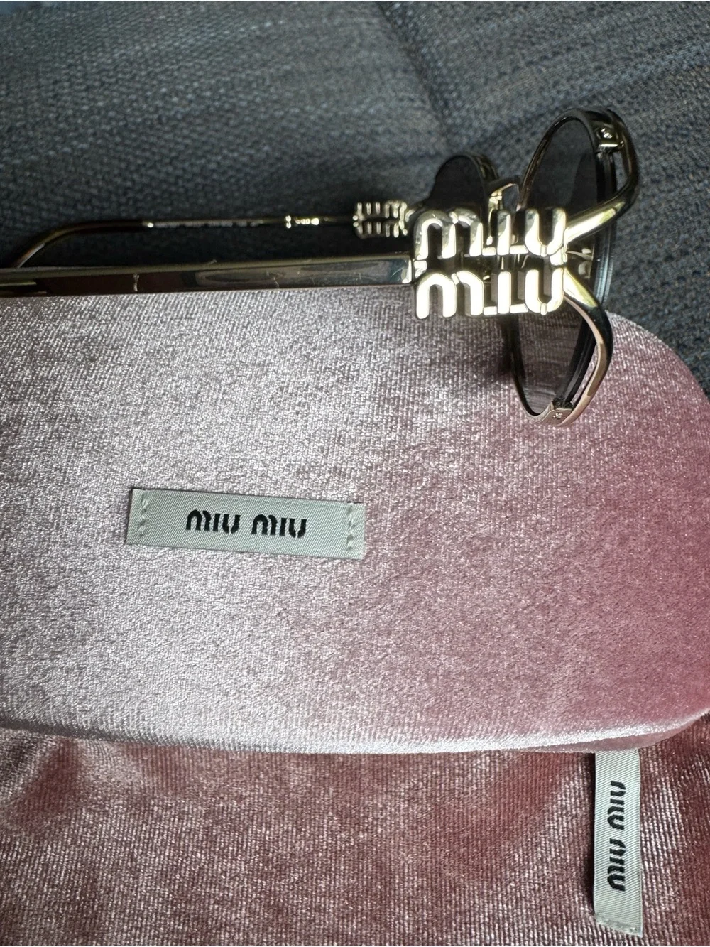 Miu Miu Pink Velvet Sunglasses Case and Pouch